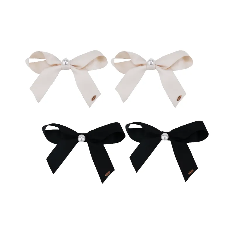 Ribbon Pearl Large Hair Clips (Bow & 1 Bead) sold by Babybei