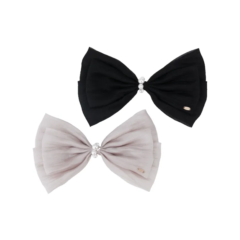 Moonlight Organza Pearl Large Hair Barrette (Bow & 1 Strand) sold by Babybei
