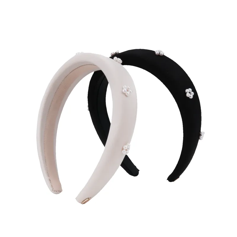 Satin Pearl Wide Headband (Floral & Scattered) sold by Babybei