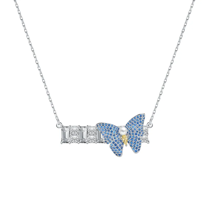 Colorful Butterfly Pendant Necklace (Blue Yellow) sold by Babybei