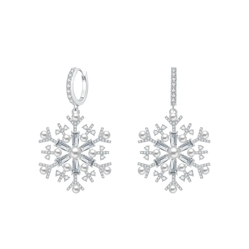 First Snow Huggie Earrings (Trapezoid Zircon) sold by Babybei