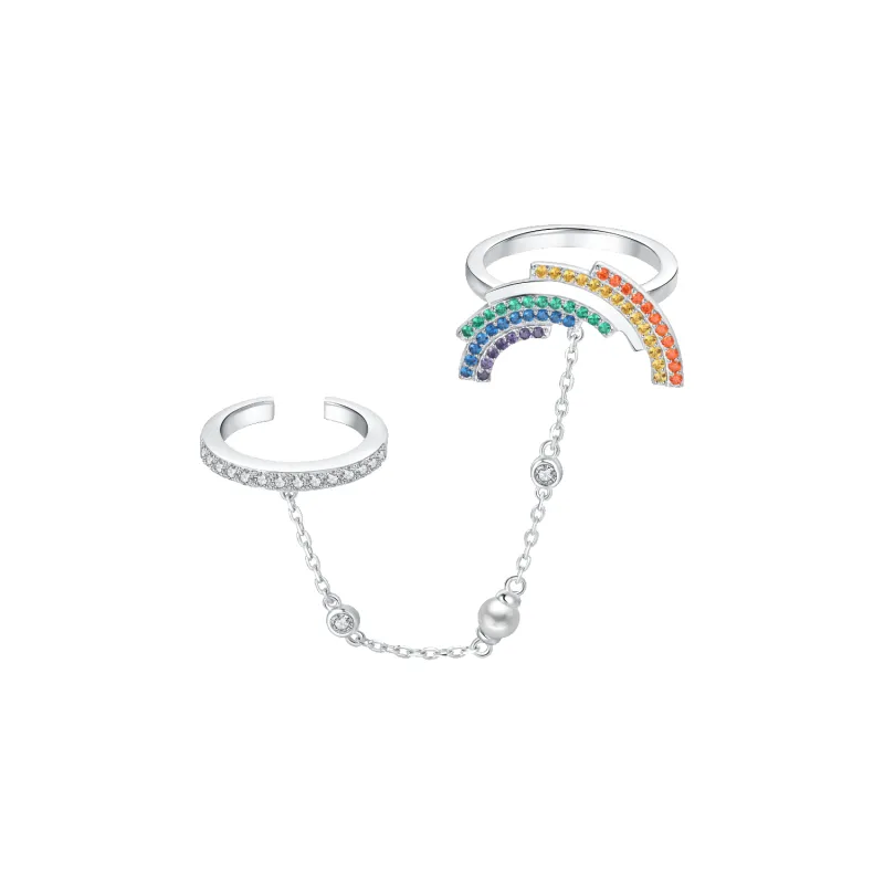 Rainbow Two Finger Ring (Chain) sold by Babybei