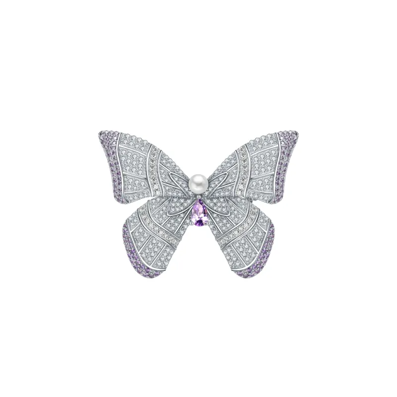 Colorful Butterfly Pave Brooch (Yellow Purple) sold by Babybei