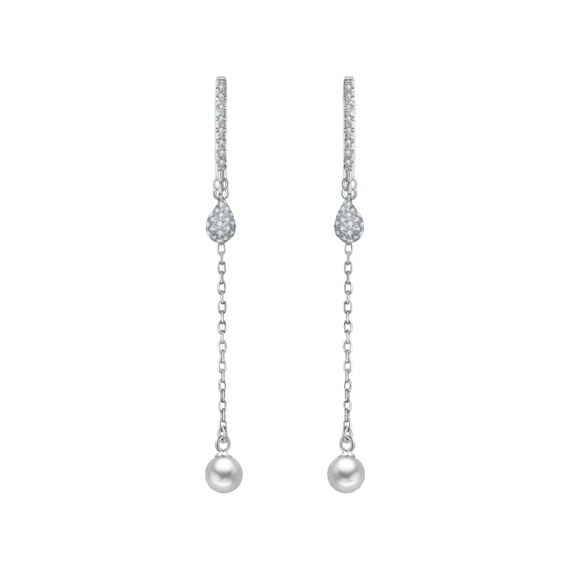 Water Drop Huggie Earrings (3D Setting) sold by Babybei