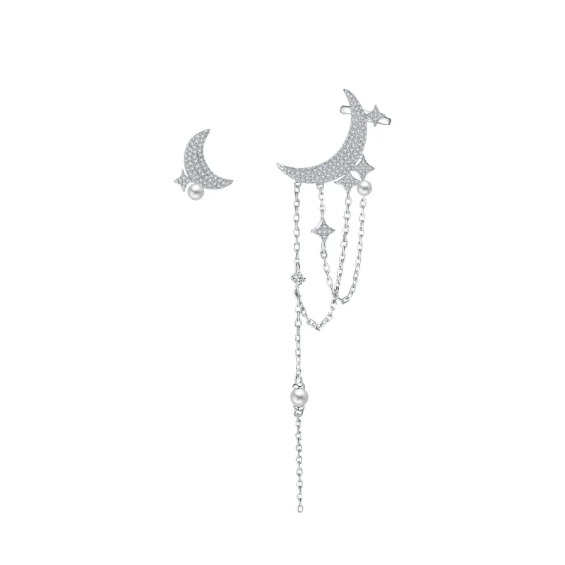 Moon Asymmetric Earrings (Astral) sold by Babybei