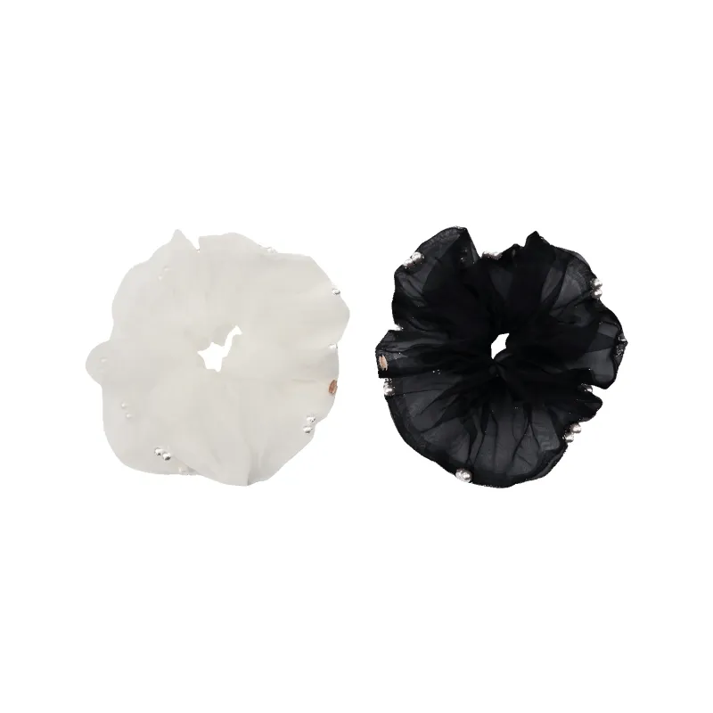 Organza Pearl Extra Large Scrunchie (Spaced & 2 Beads) made by Babybei