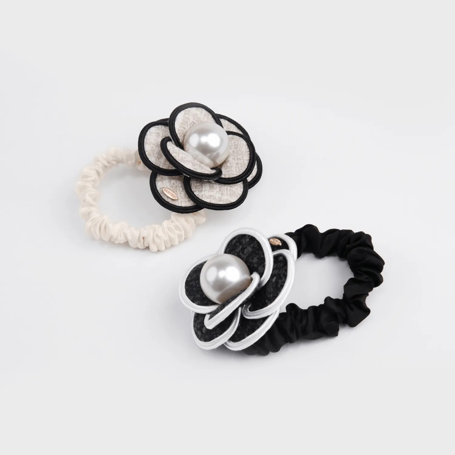 Camellia Pearl Small Scrunchie (Tweed & 1 Bead) sold by Babybei product image thumbnail 4
