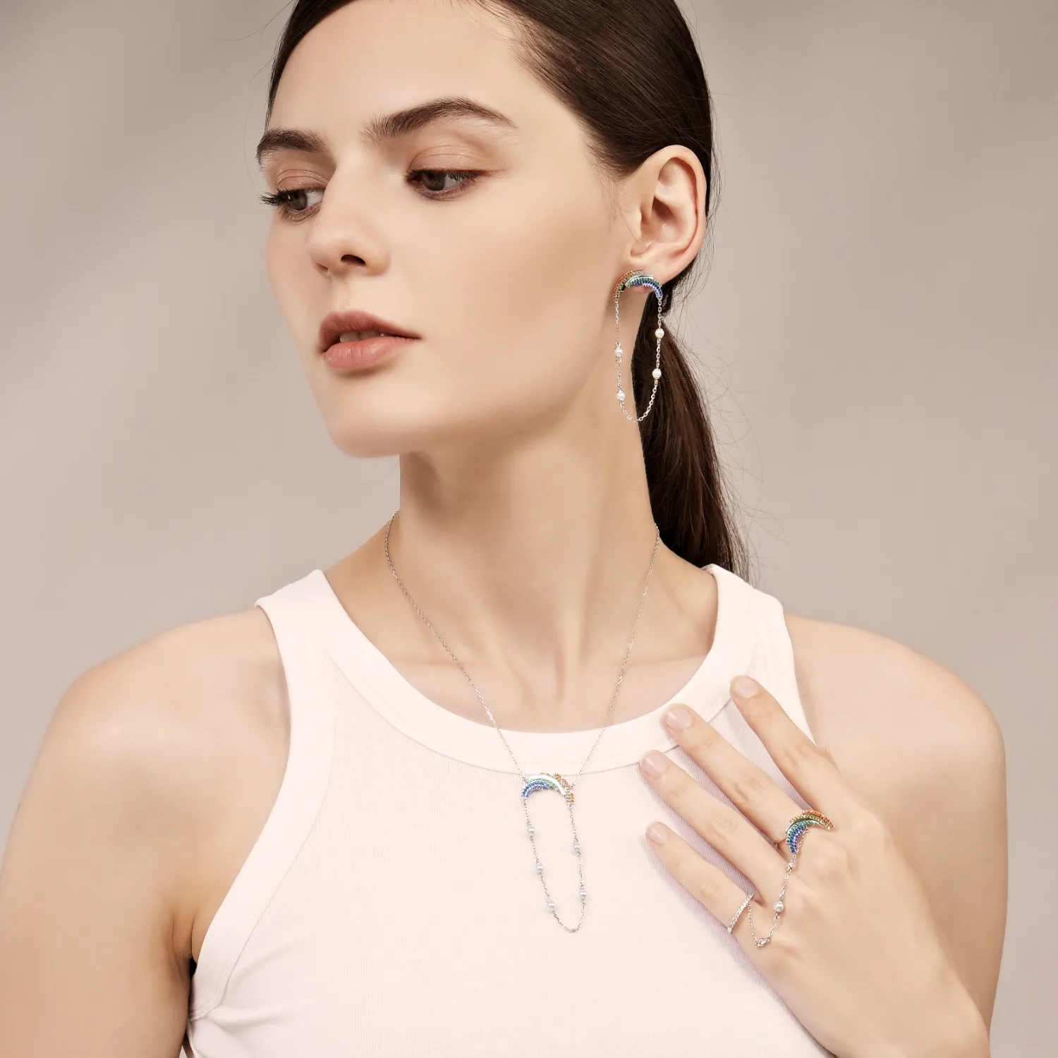 Rainbow Long Necklace (Chain) sold by Babybei product image thumbnail 3