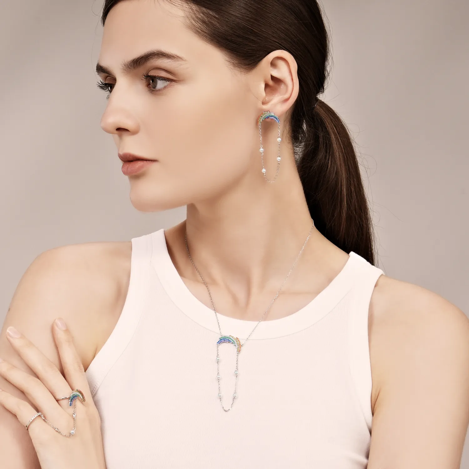 Rainbow Long Necklace (Chain) sold by Babybei product image thumbnail 2