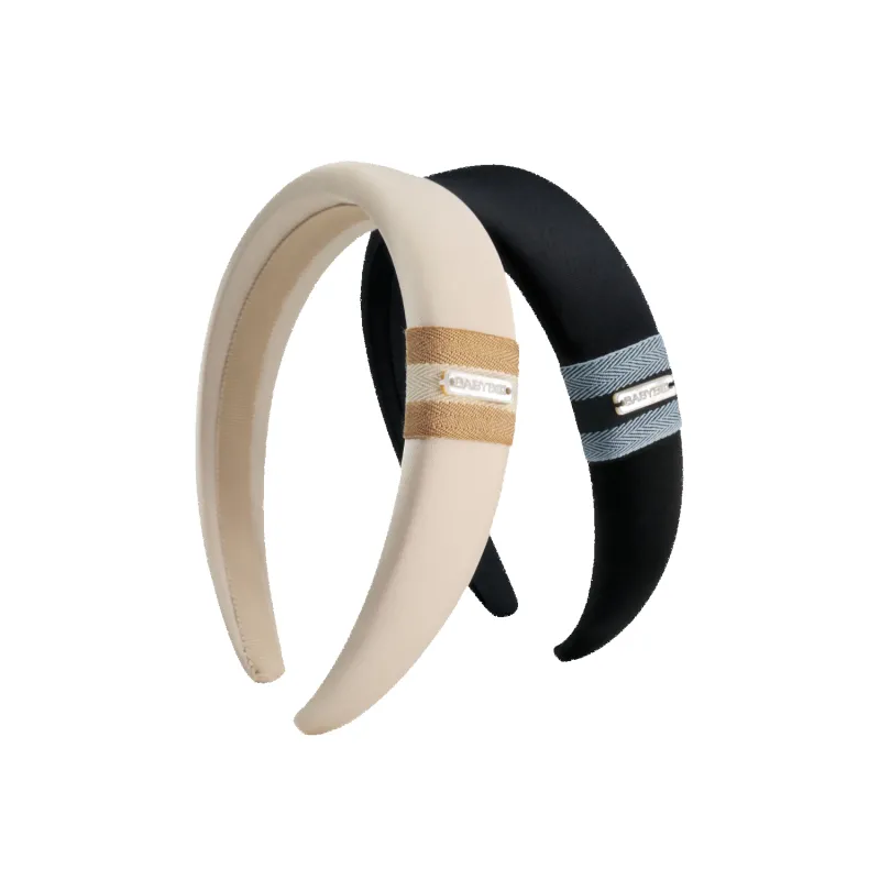 Satin Shell Wide Headband (Striped & Rectangle) made by Babybei
