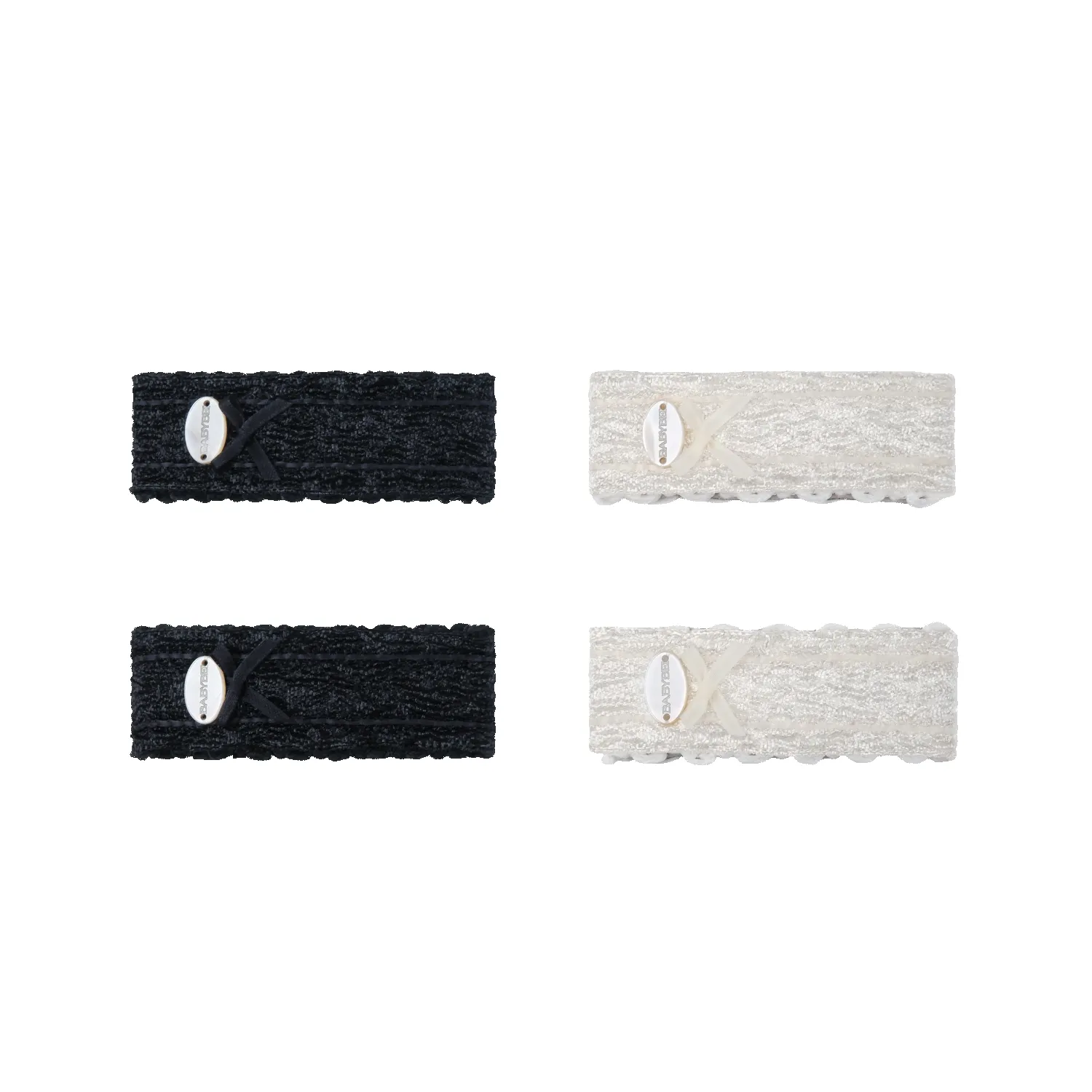 Organza Shell Medium Snap Clips (1 Bow & Oval) sold by Babybei