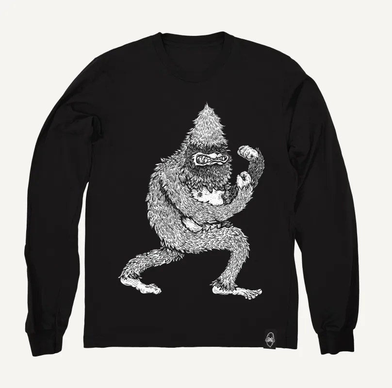 Fighting Yeti Crewneck Sweatshirt - Hand-Printed on 50/50 Ring Spun Poly/Cotton Fleece sold by The Quarrelsome Yeti
