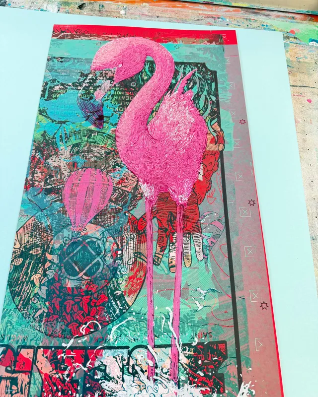 Mono Print (Flamingo 2) 10122026 made by The Quarrelsome Yeti