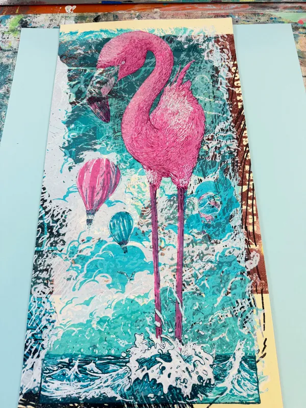 Mono Print (Flamingo 1) 10122025 made by The Quarrelsome Yeti