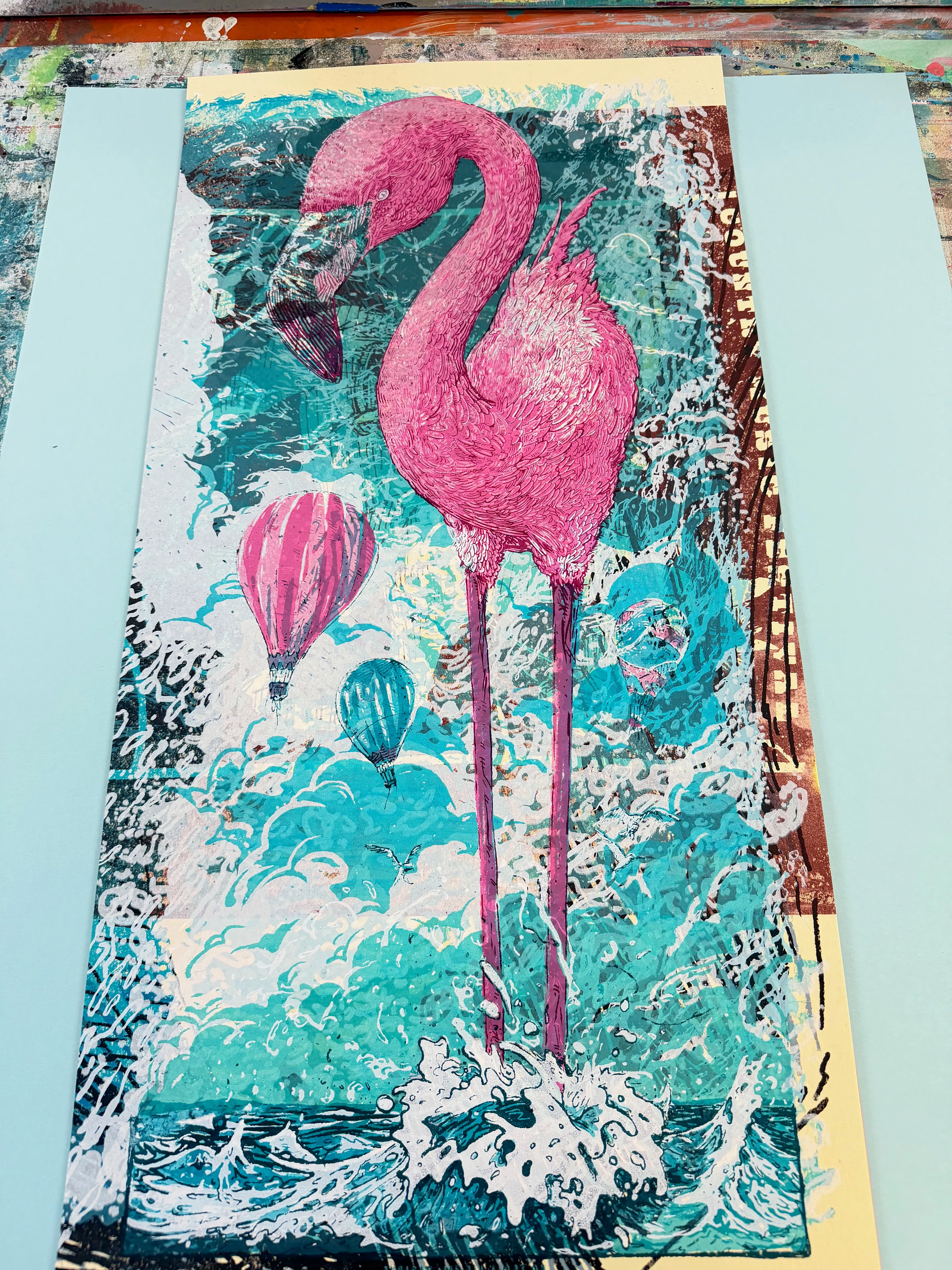 Mono Print (Flamingo 1) 10122025 sold by The Quarrelsome Yeti