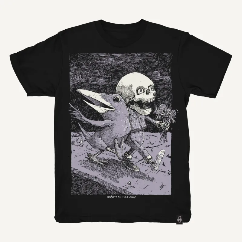 Hey! Let's Go for a Walk T-Shirt - Hand-Printed on Organic Cotton/Poly Blend sold by The Quarrelsome Yeti