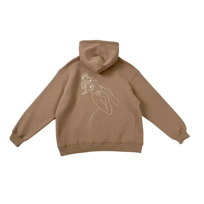 chestnut ultra cozy self growth hoodie sold by Aloura Lounge