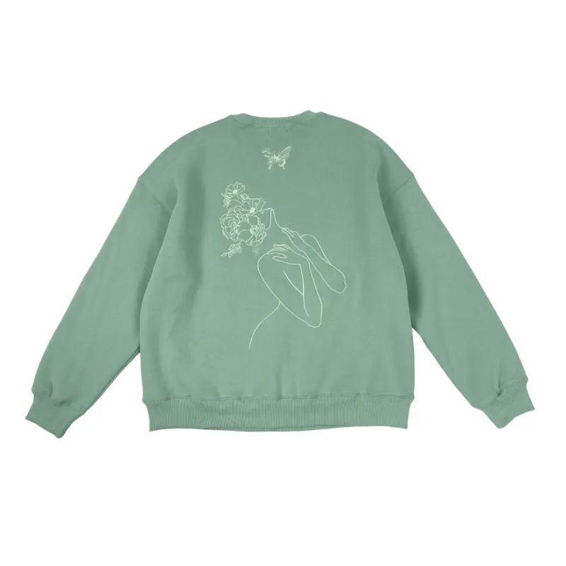 pistachio ultra cozy self growth crewneck sold by Aloura Lounge