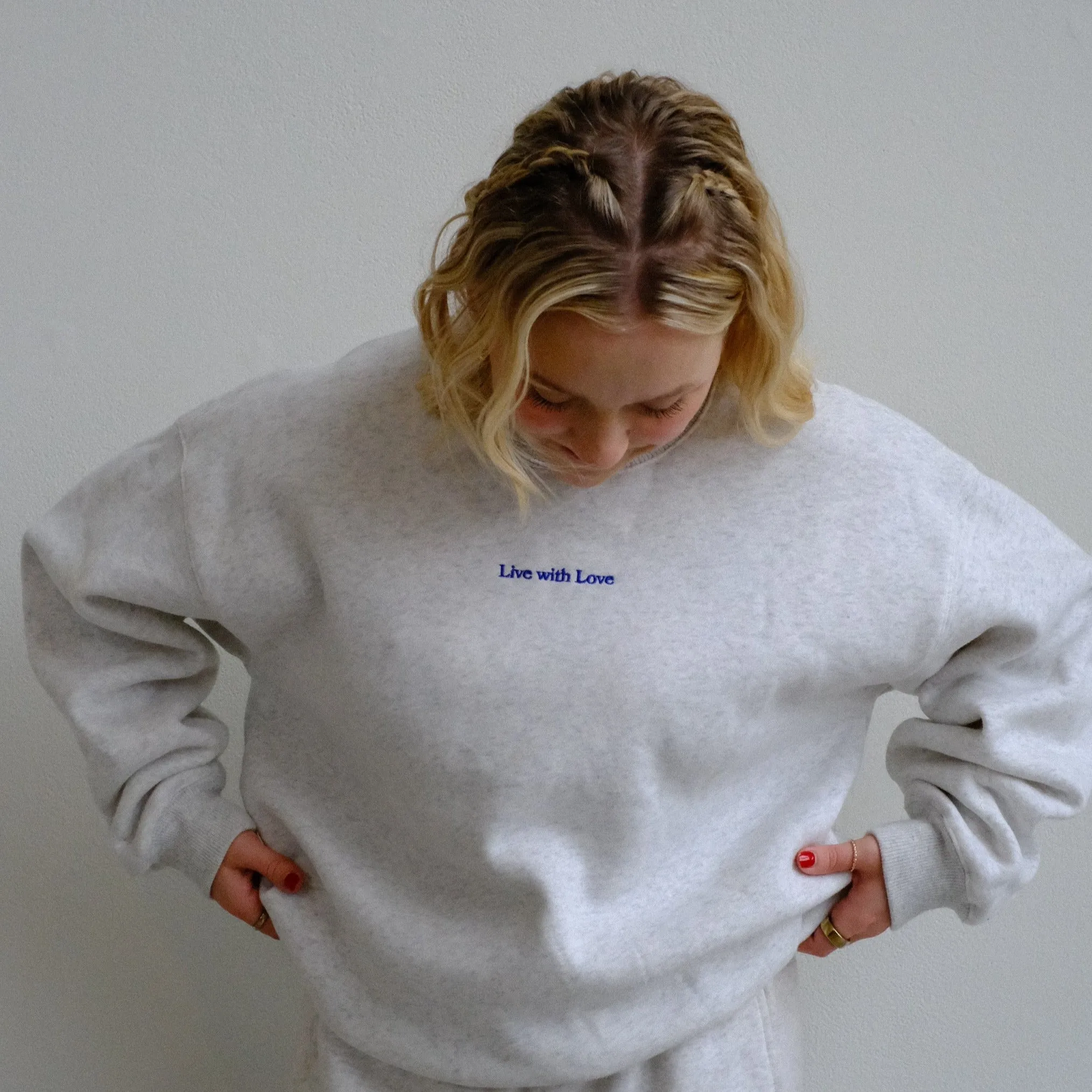 moon tessa x aloura “live with love" ultra cozy crewneck sold by Aloura Lounge product image thumbnail 3