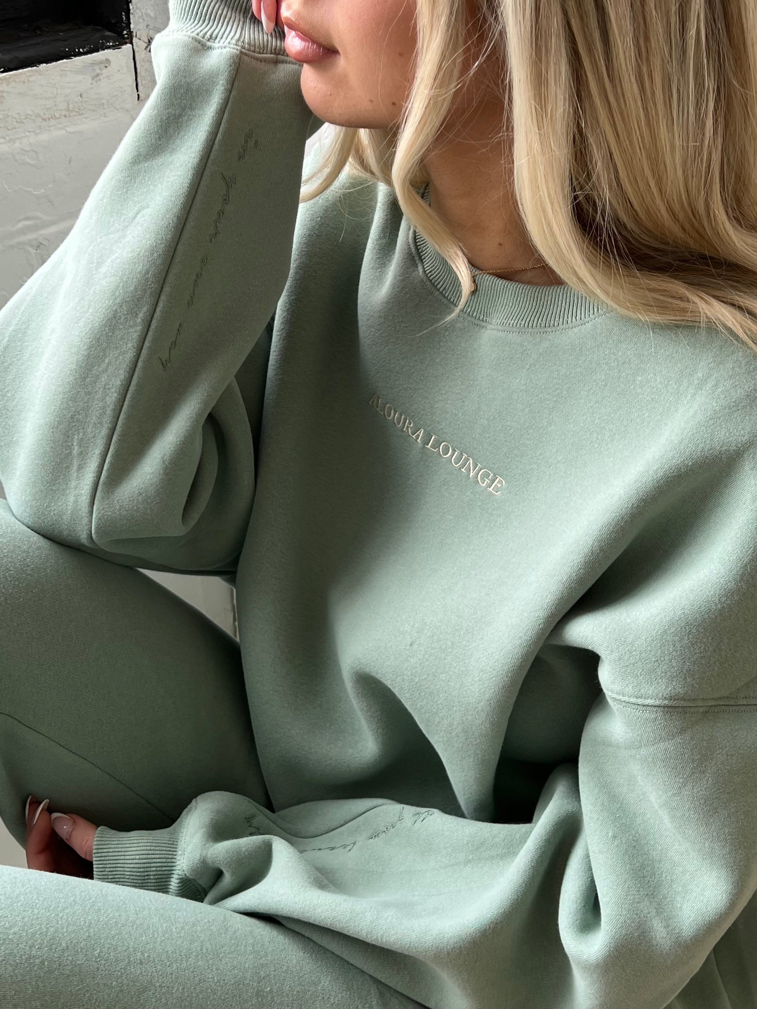 pistachio ultra cozy self growth crewneck sold by Aloura Lounge product image thumbnail 3