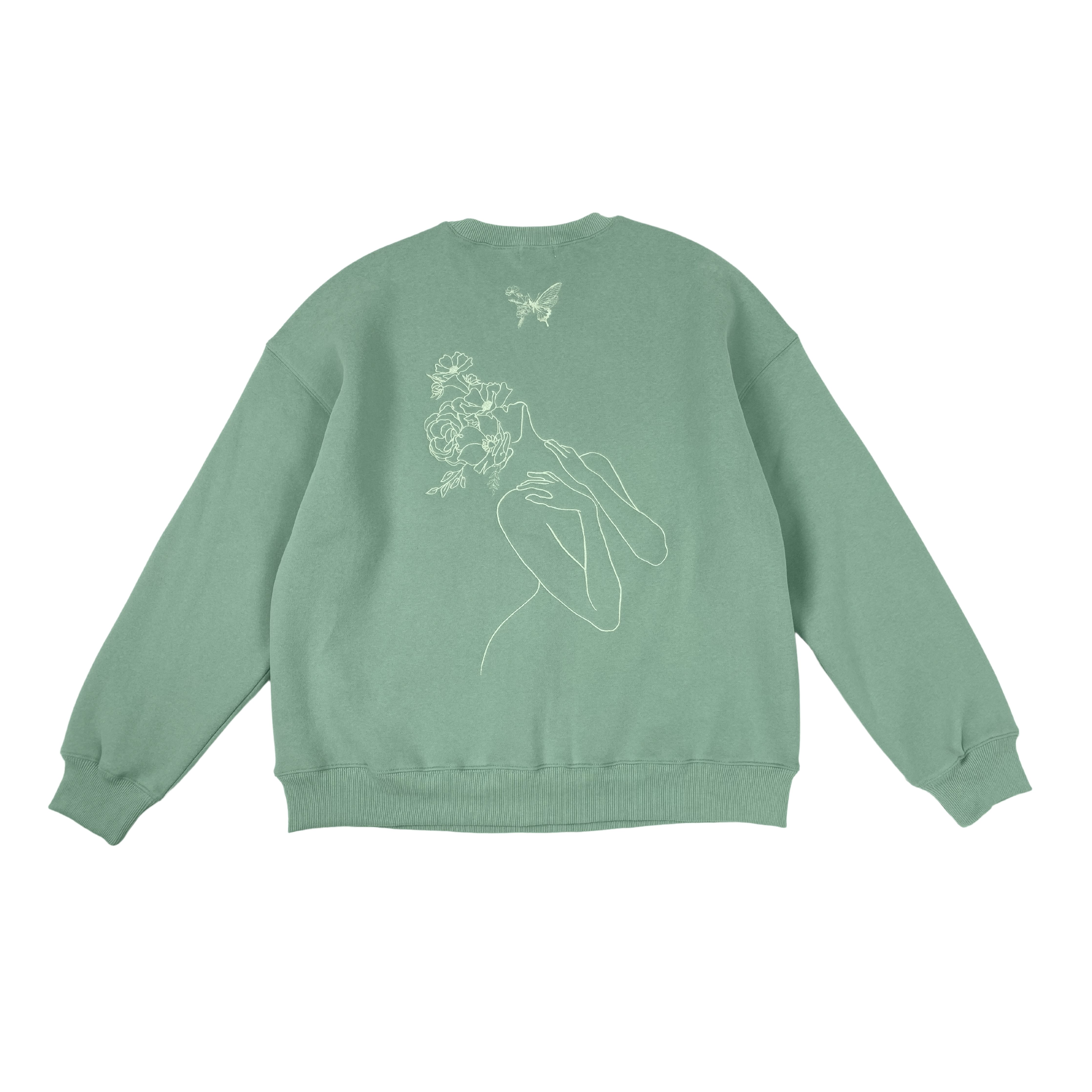 pistachio ultra cozy self growth crewneck sold by Aloura Lounge