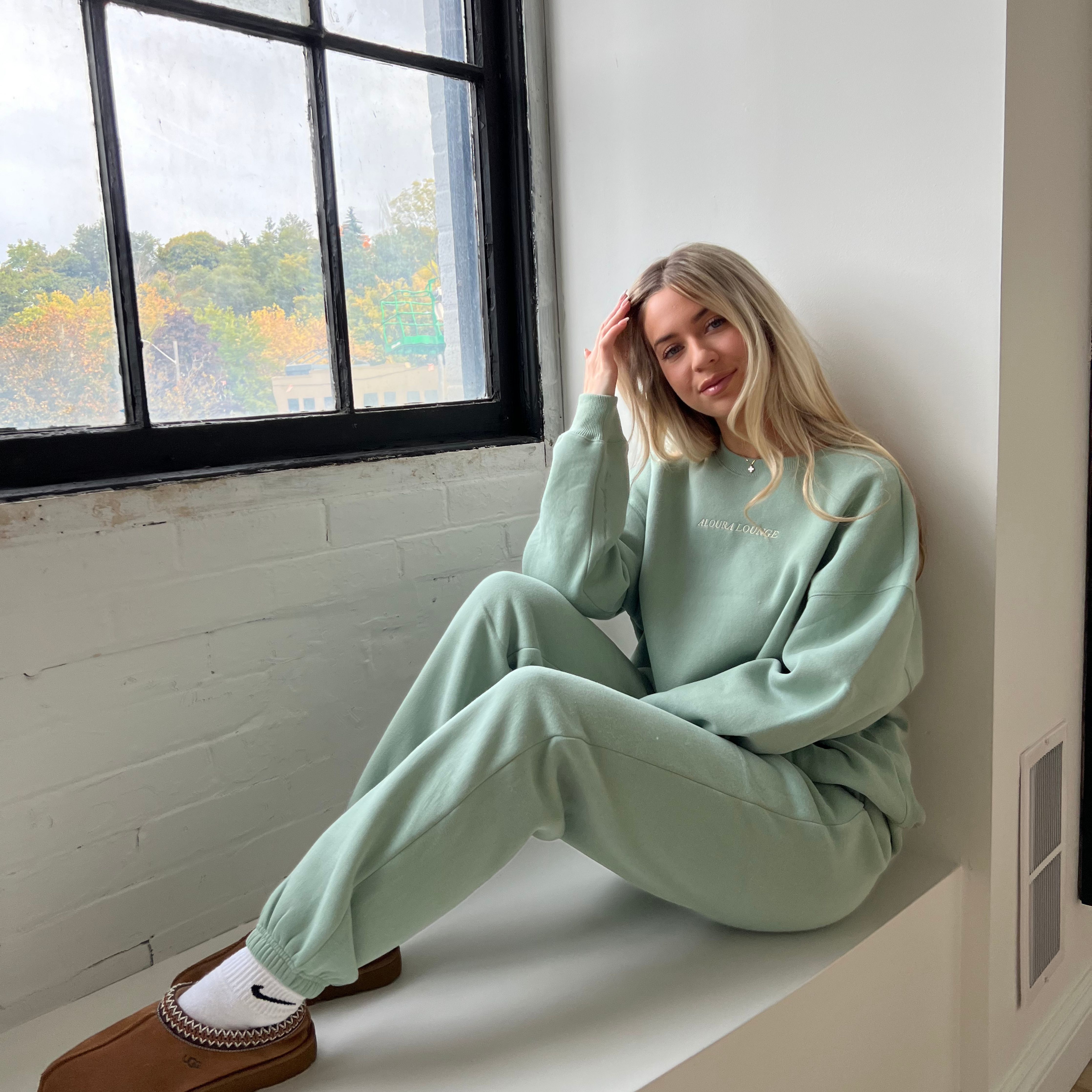 pistachio ultra cozy self growth crewneck sold by Aloura Lounge product image thumbnail 4