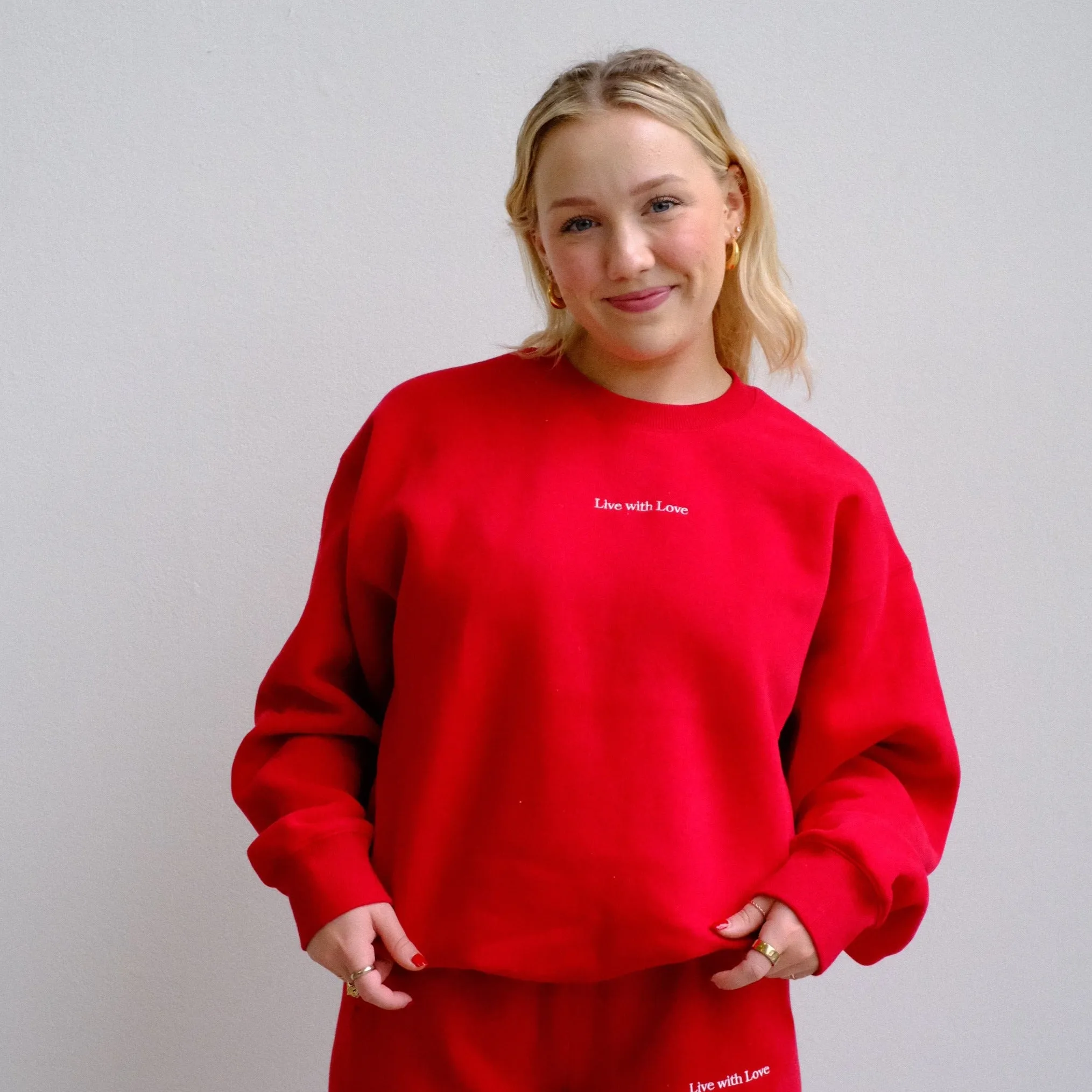 saturn tessa x aloura “live with love" ultra cozy crewneck sold by Aloura Lounge product image thumbnail 4