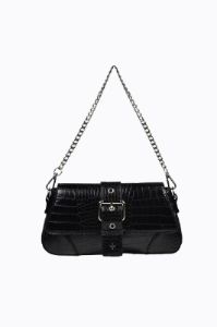 Maddy - Black Croc Silver sold by PETA AND JAIN