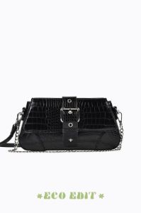 Maddy - Black Croc Silver sold by PETA AND JAIN