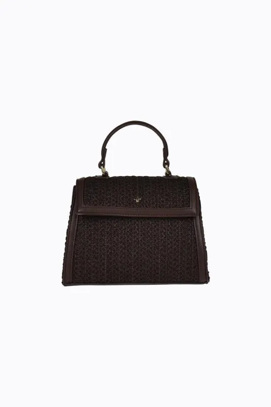 Jakki - Chocolate Faux Raffia sold by PETA AND JAIN