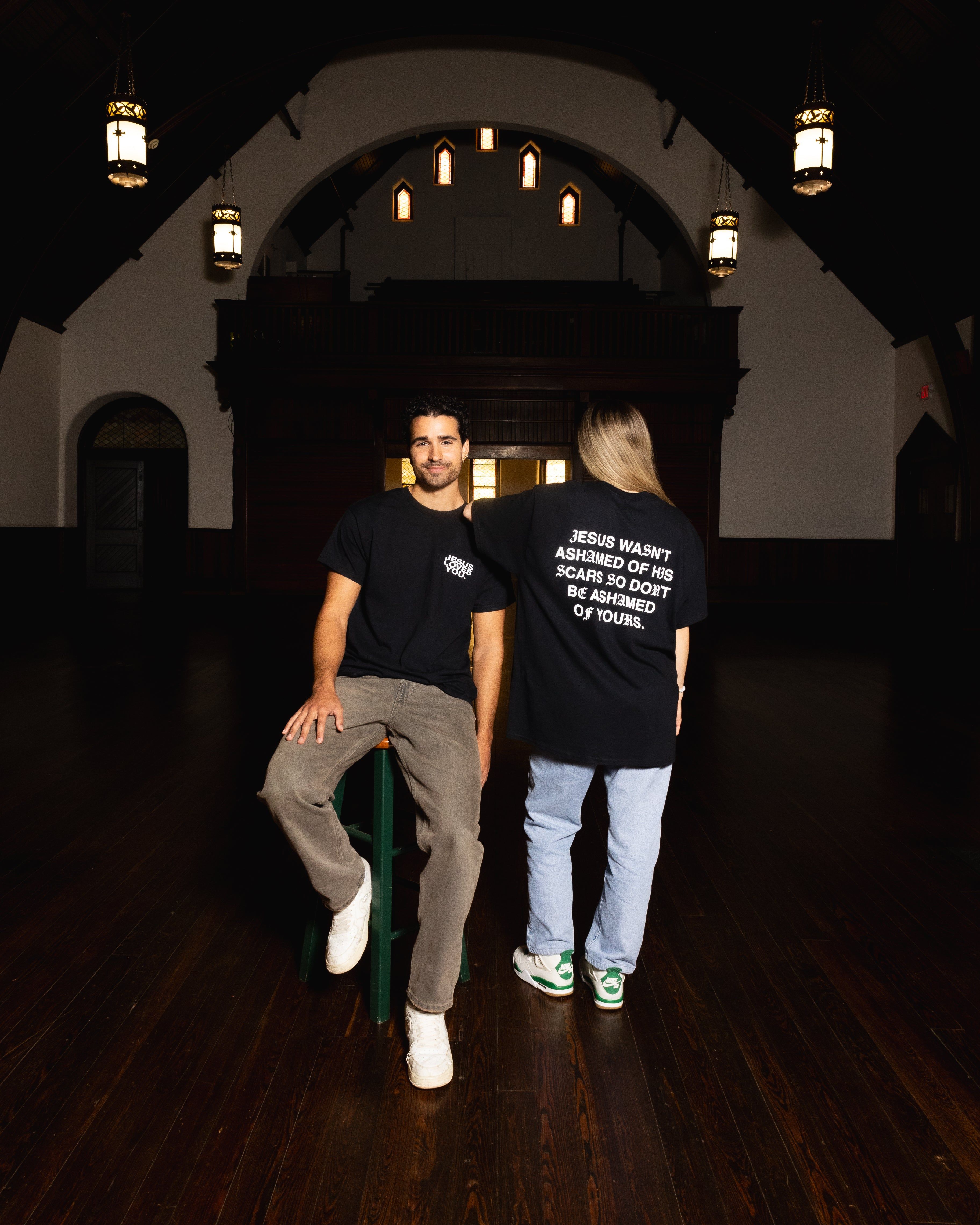 "Jesus Wasn't Ashamed" Tee || Black/White sold by Jesus Loves You product image thumbnail 3