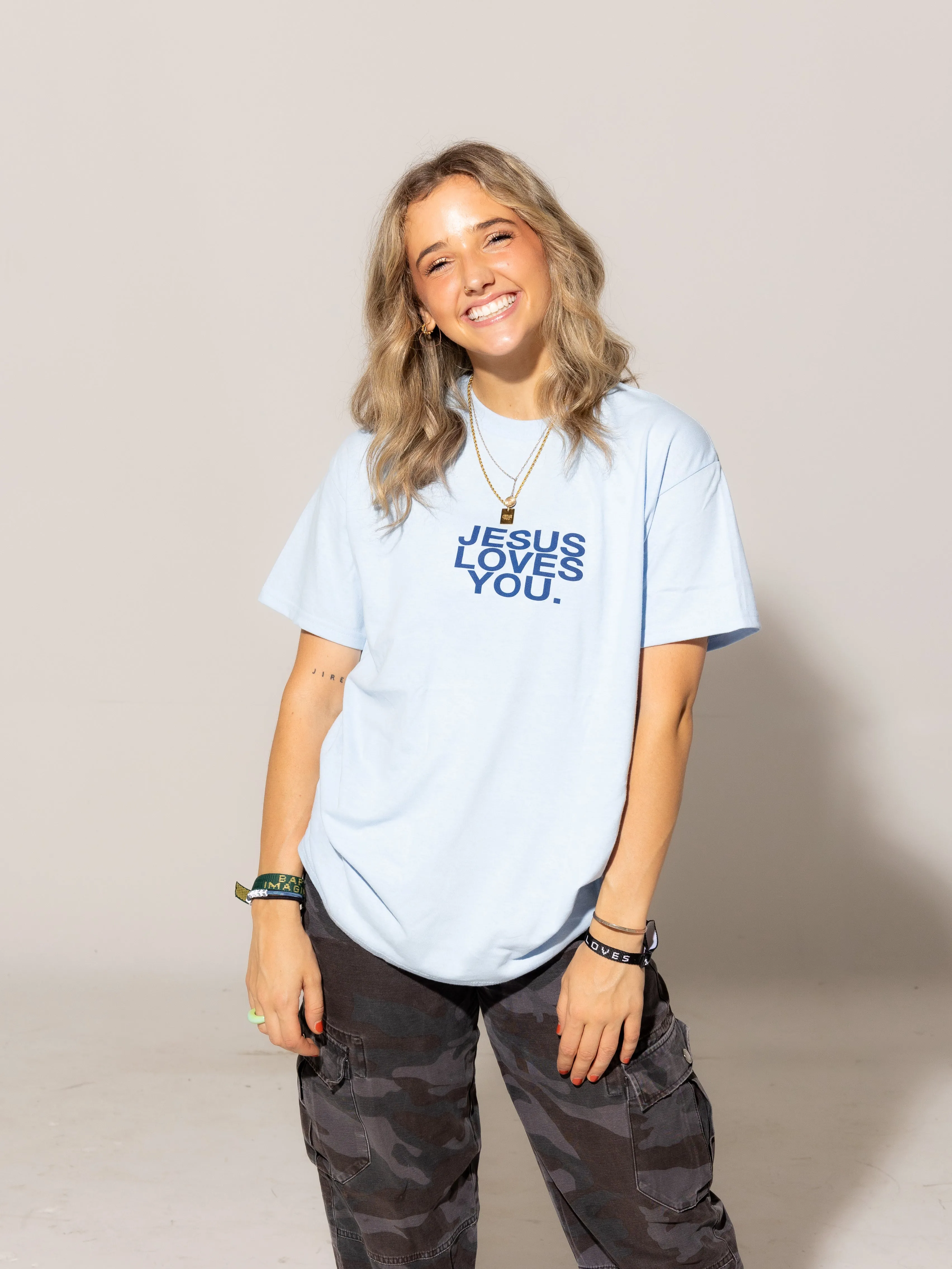 Light Blue Logo Tee sold by Jesus Loves You