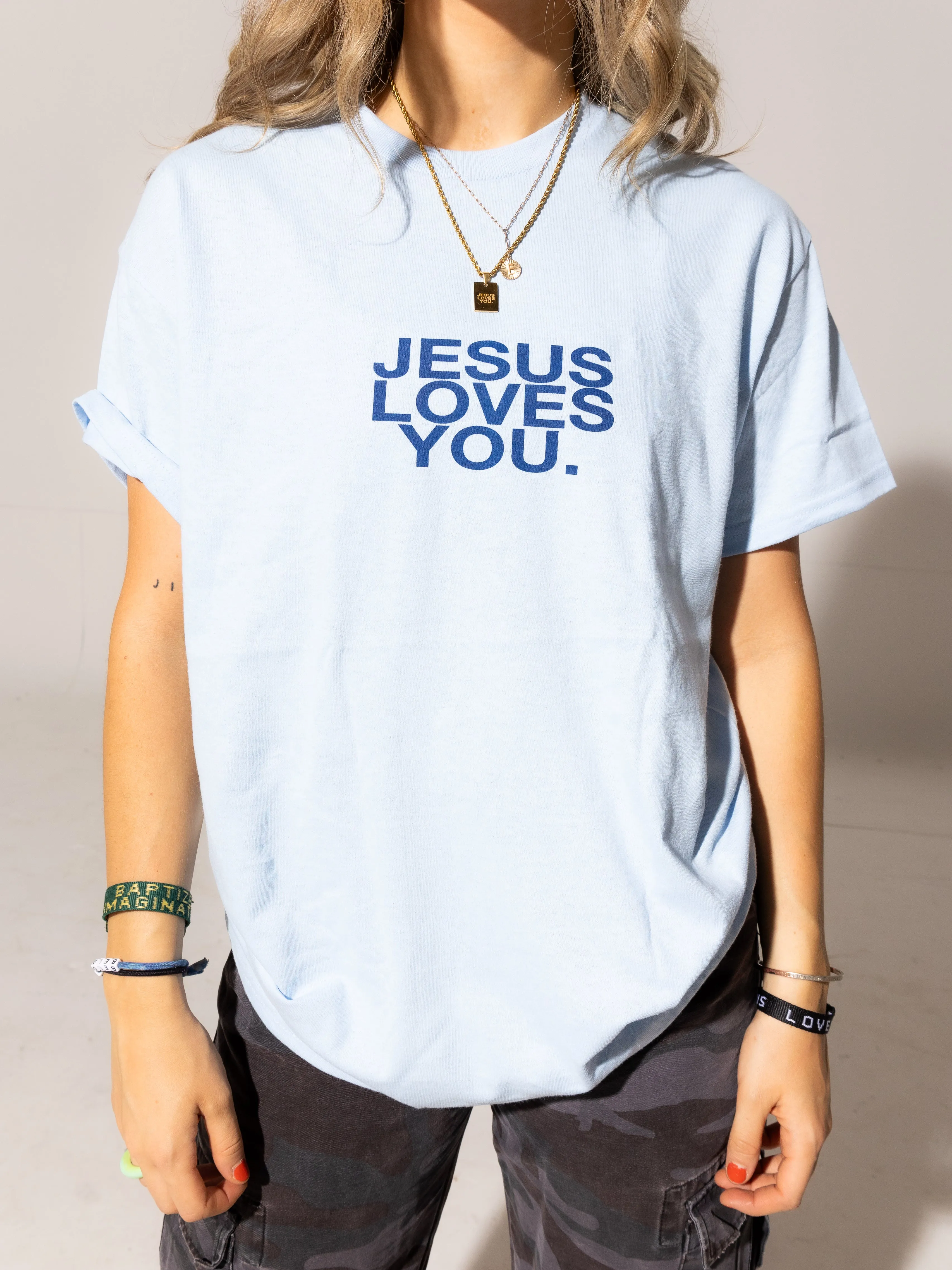 Light Blue Logo Tee sold by Jesus Loves You product image thumbnail 2