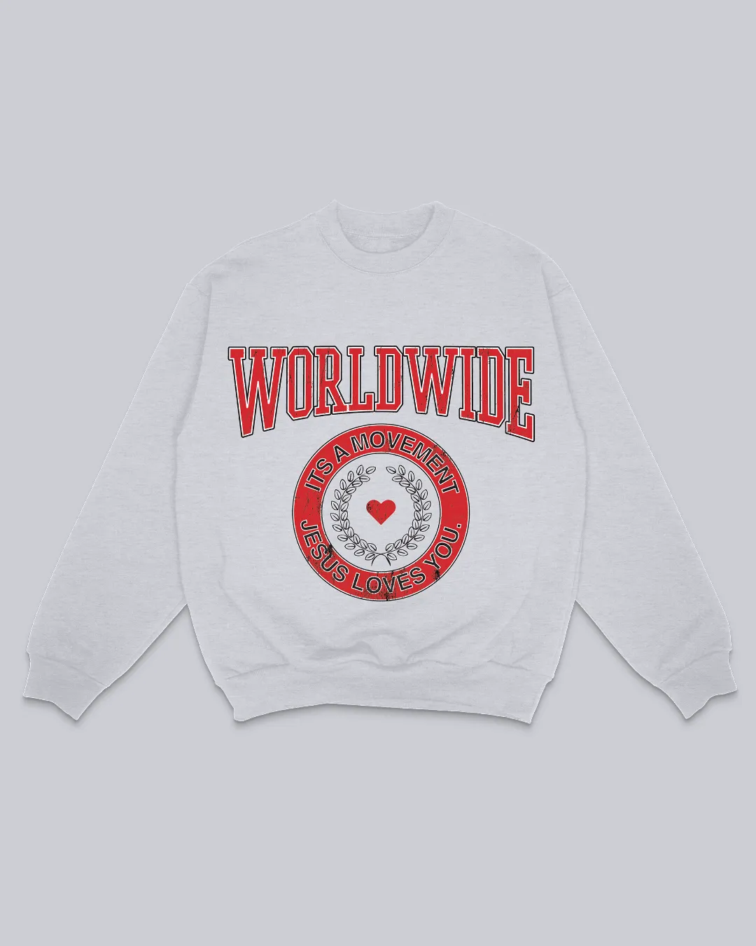 "Worldwide" Crewneck || Collegiate Ash Gray sold by Jesus Loves You