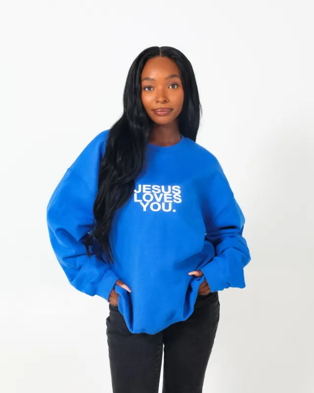 "Check Front" Crew || Royal Blue sold by Jesus Loves You