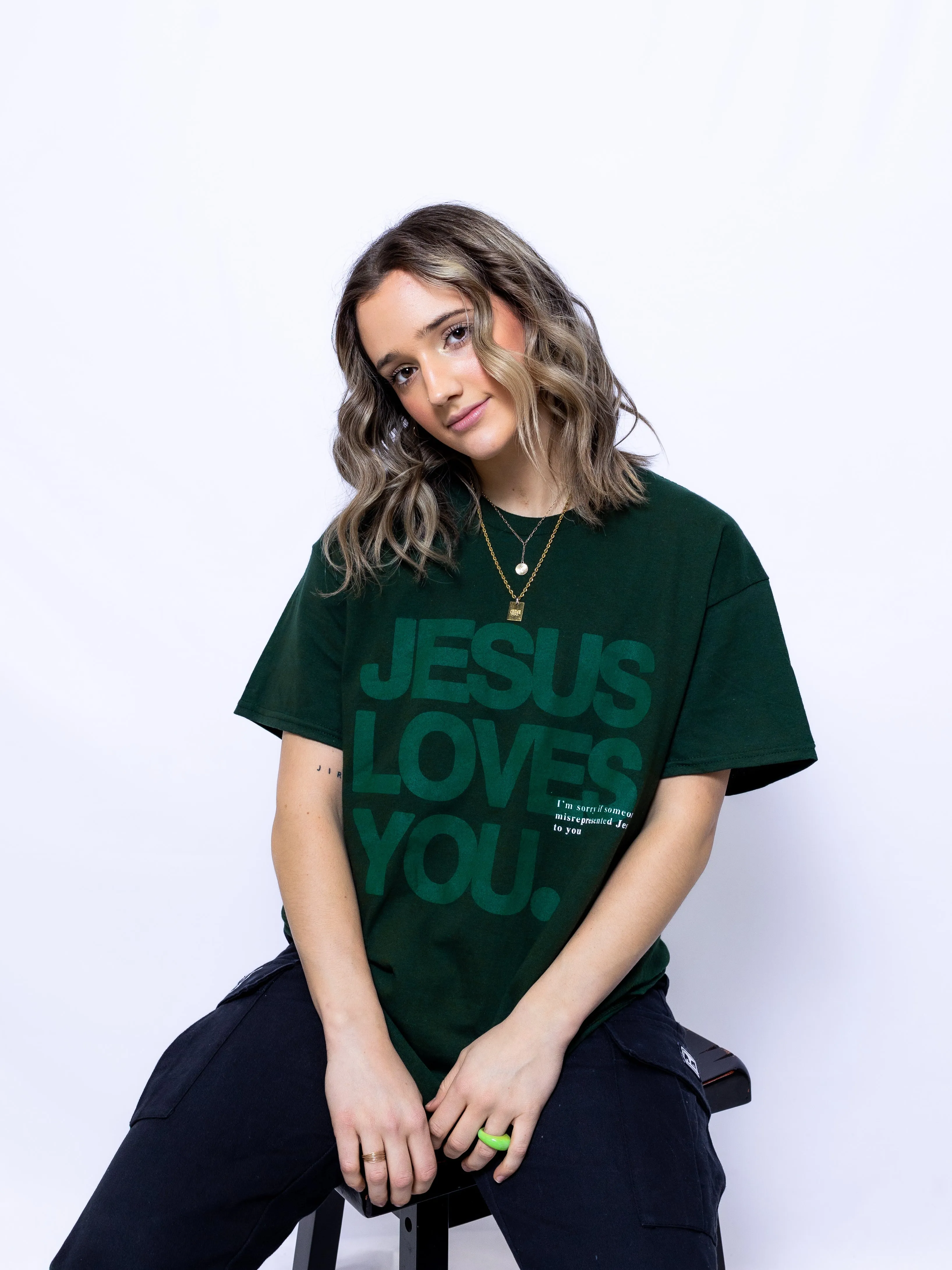 Monochrome "I'm Sorry" Tee ||Dark Green sold by Jesus Loves You
