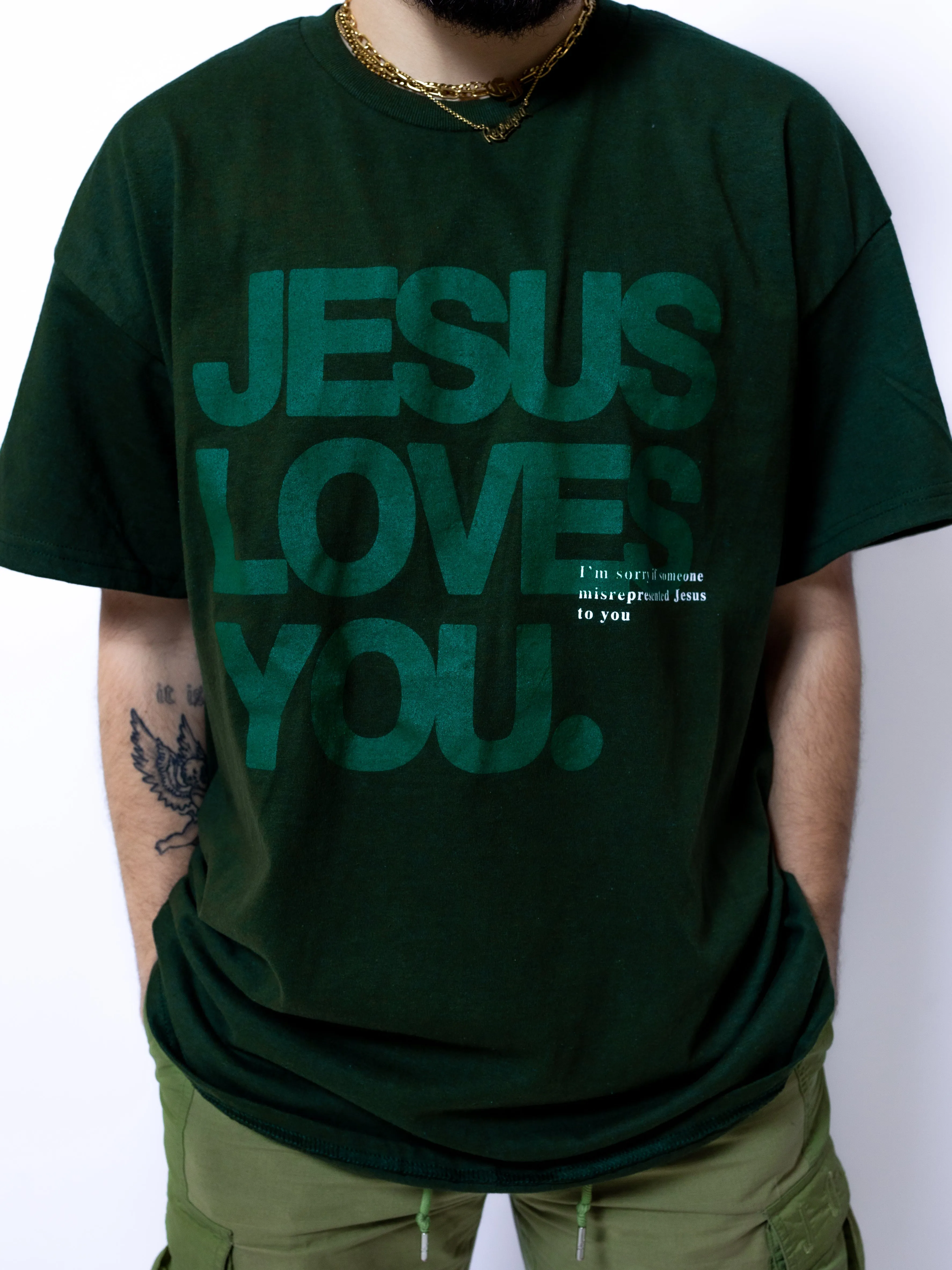 Monochrome "I'm Sorry" Tee ||Dark Green sold by Jesus Loves You product image thumbnail 2