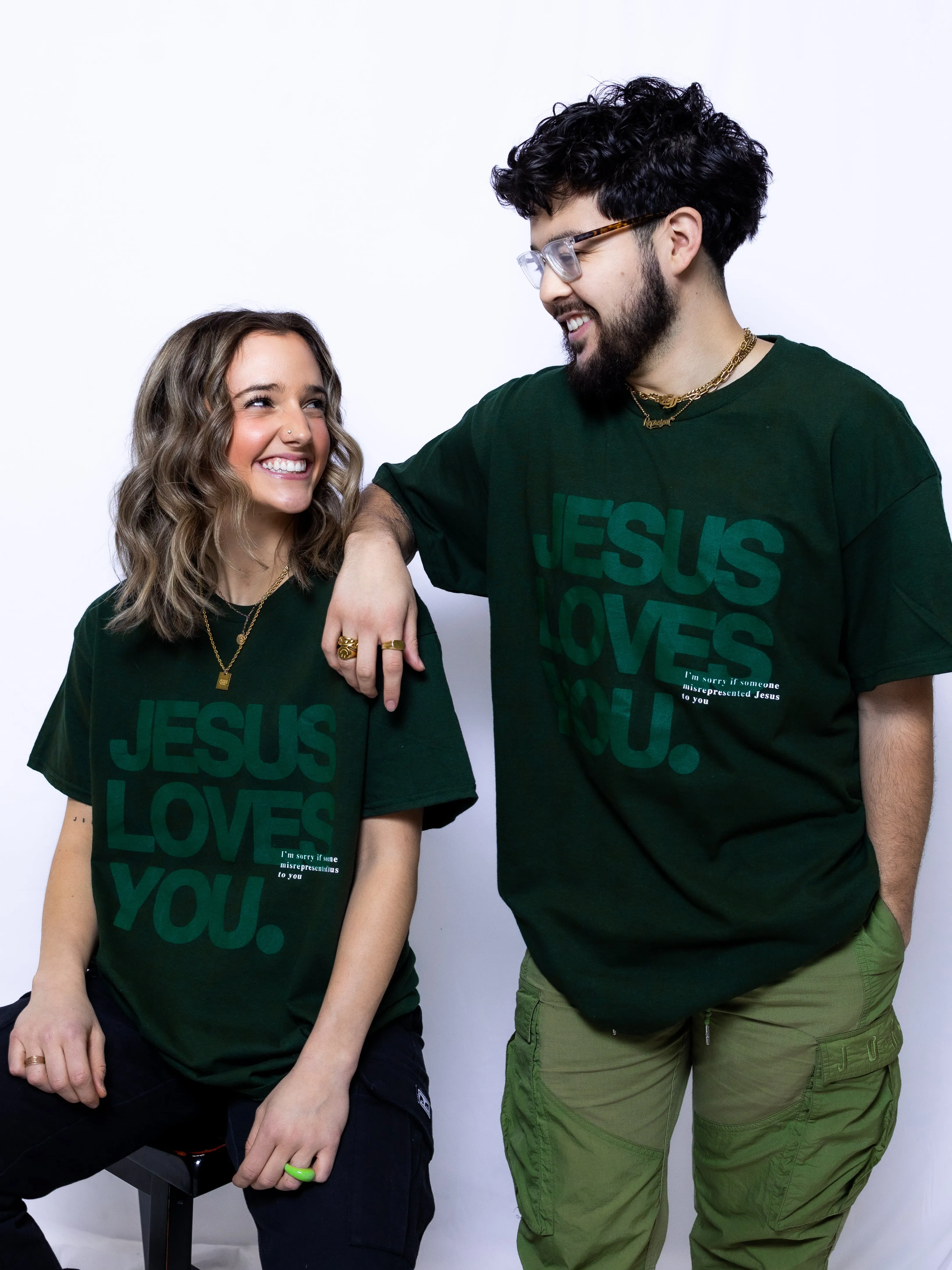 Monochrome "I'm Sorry" Tee ||Dark Green sold by Jesus Loves You product image thumbnail 3