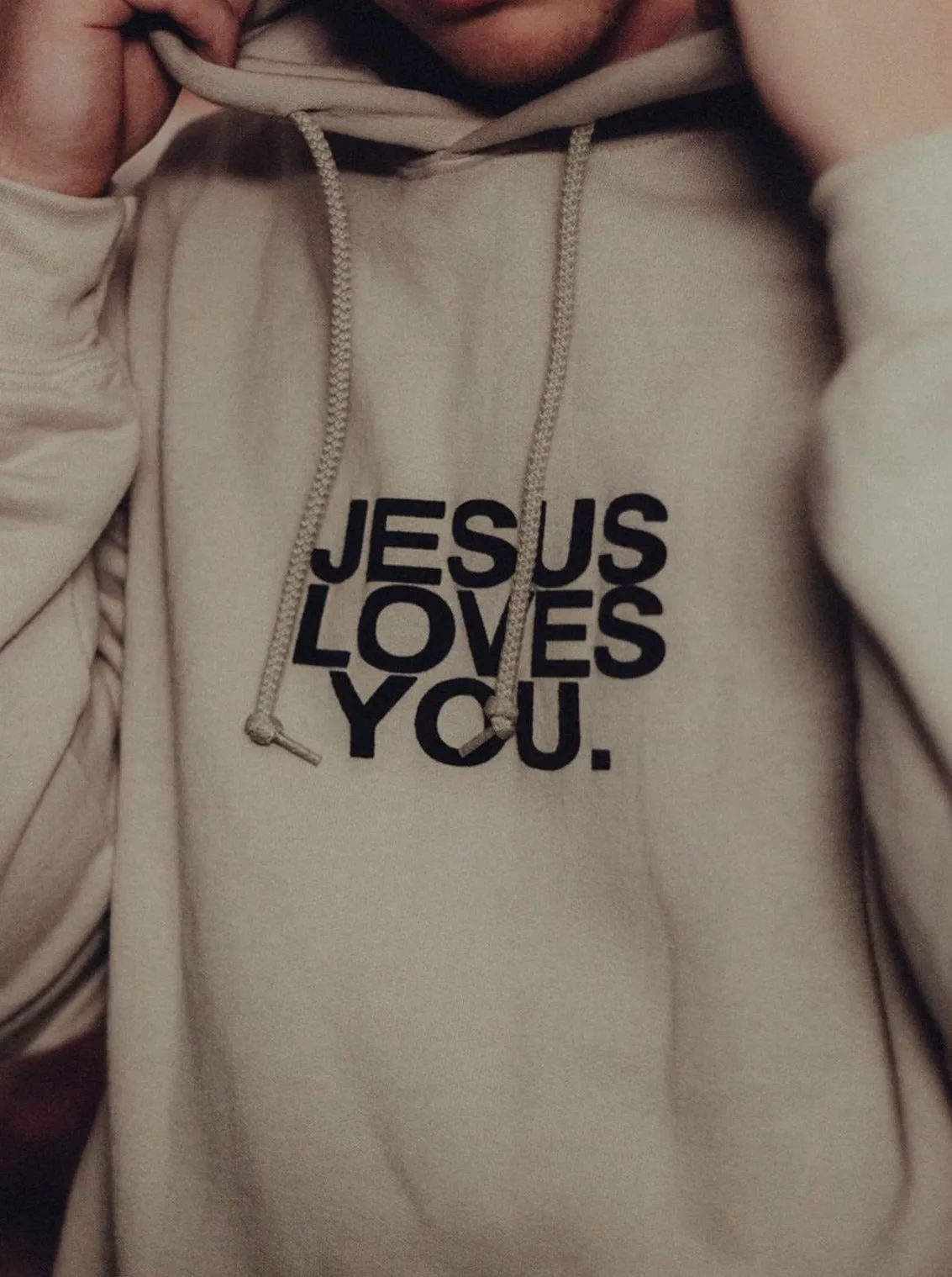 "Check Front" Sand Premium Hoodie sold by Jesus Loves You product image thumbnail 4