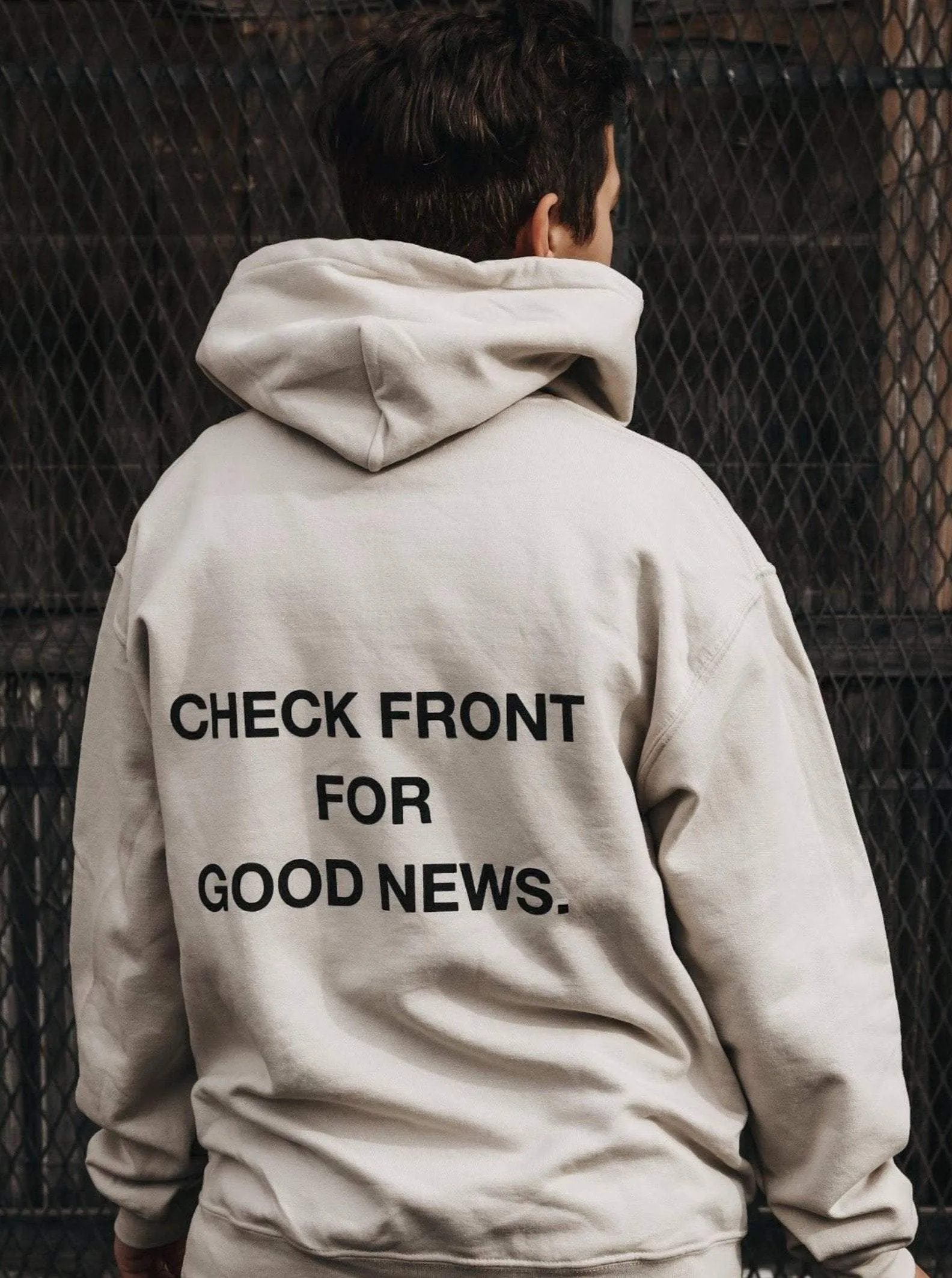 "Check Front" Sand Premium Hoodie sold by Jesus Loves You product image thumbnail 3