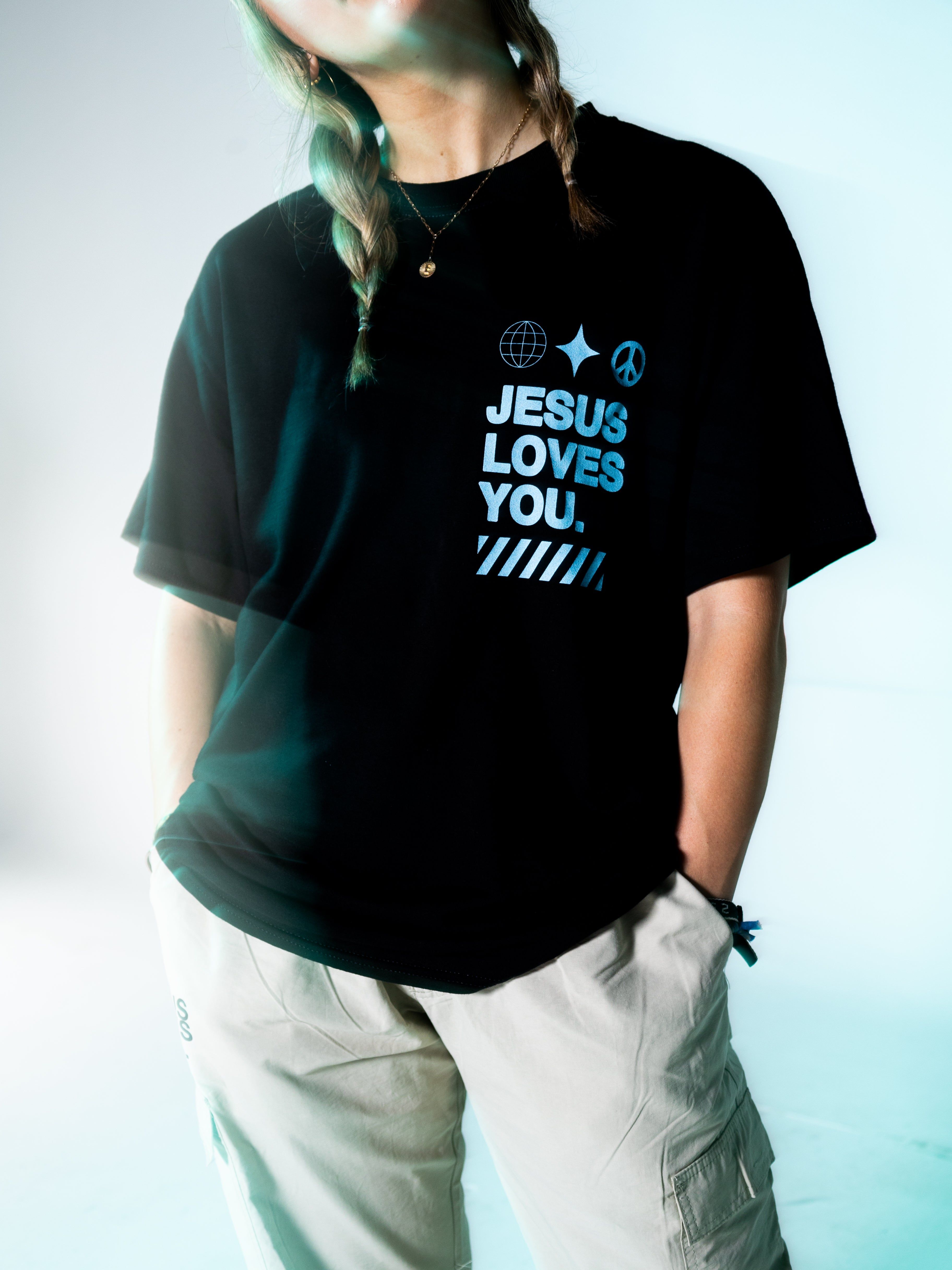 "Forever" Tee || Black/Turquoise Blue sold by jesuslovesyoucompany product image thumbnail 2