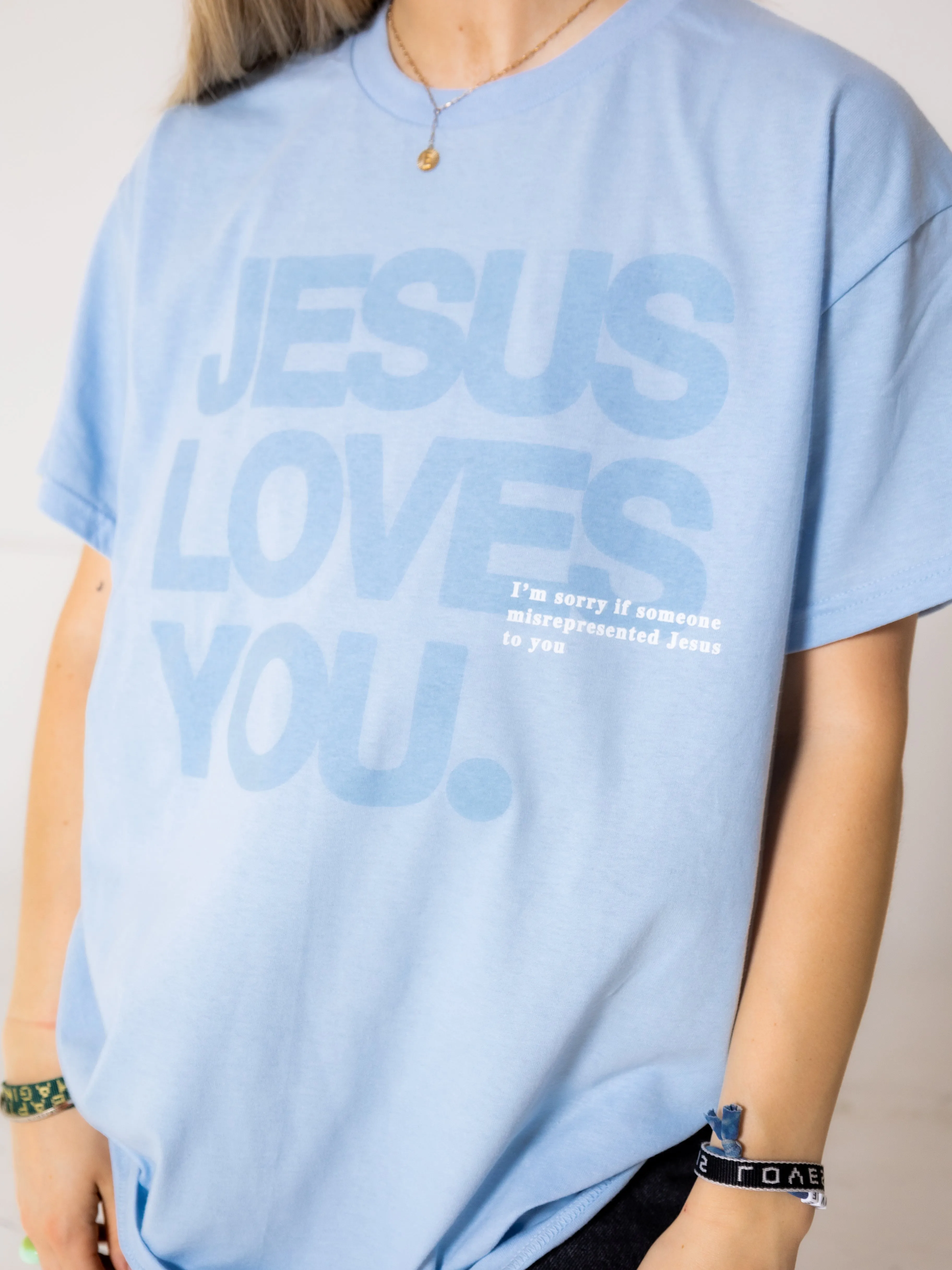 Sky Blue || Monochrome "I'm Sorry" Tee sold by Jesus Loves You