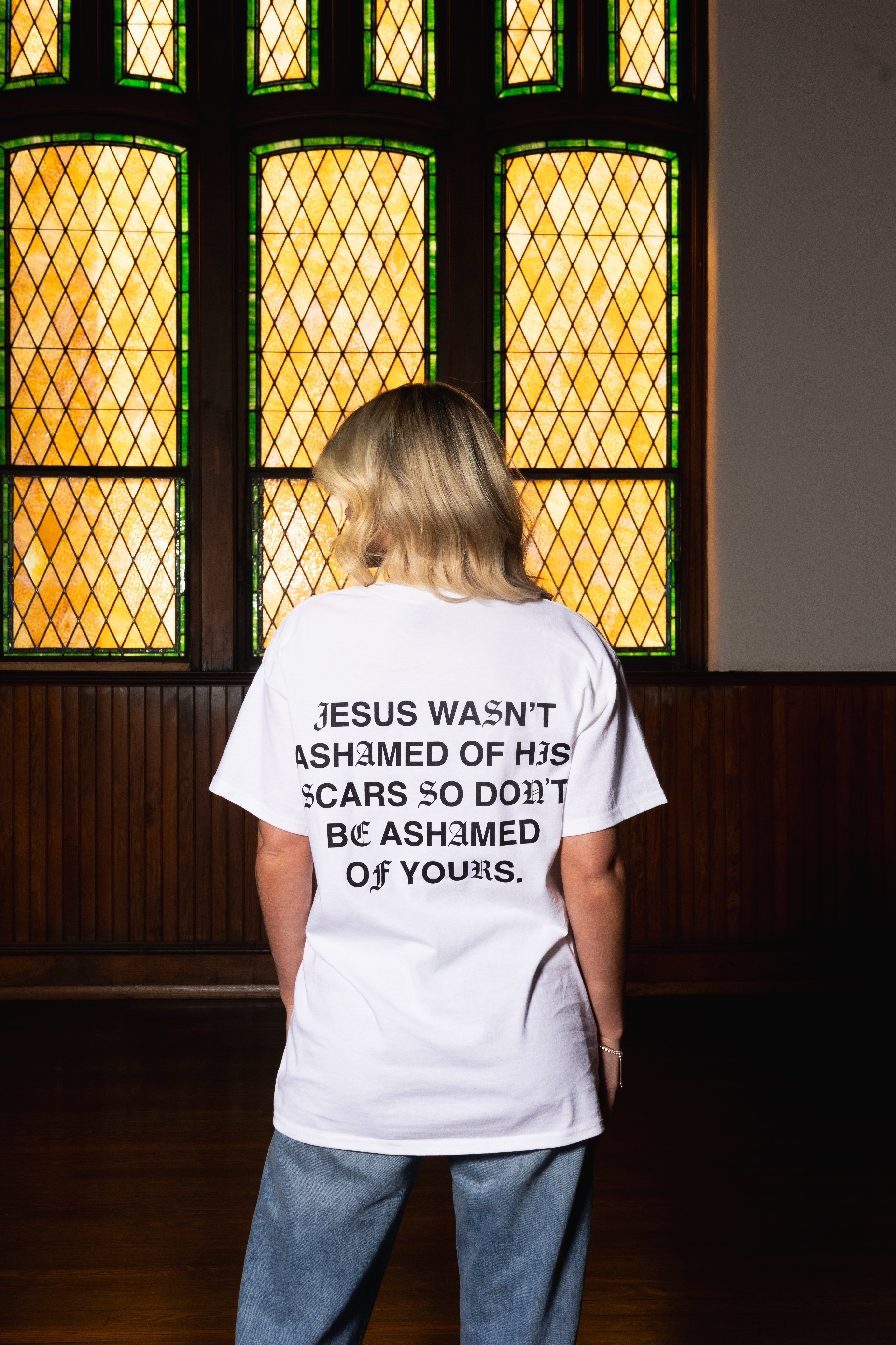 "Jesus Wasn't Ashamed" Tee || White/Black sold by Jesus Loves You