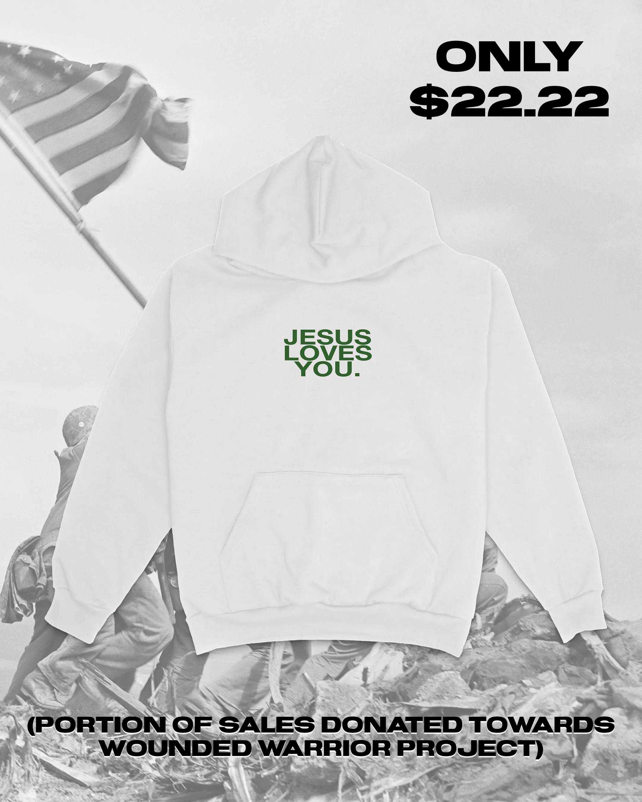 Veteran's Day || Arctic White Logo Hoodie sold by Jesus Loves You