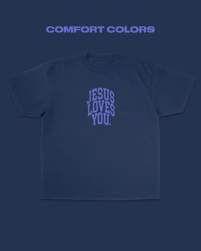 "University Logo" Comfort Colors Tee || Navy sold by Jesus Loves You