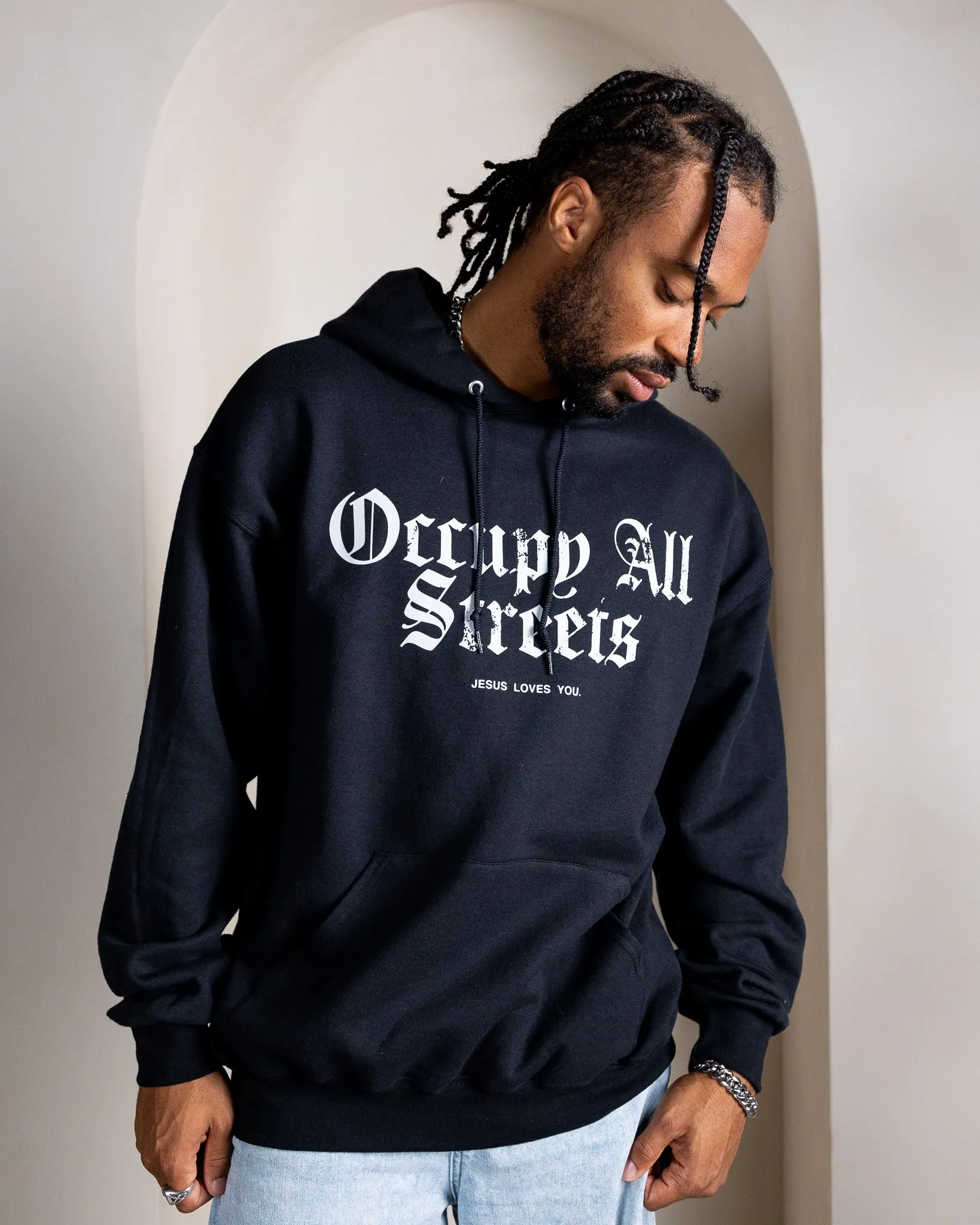 "Occupy All Streets" Hoodie || Jet Black sold by Jesus Loves You