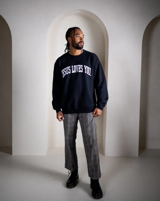 Arch Logo Crewneck || Solid White Logo sold by Jesus Loves You