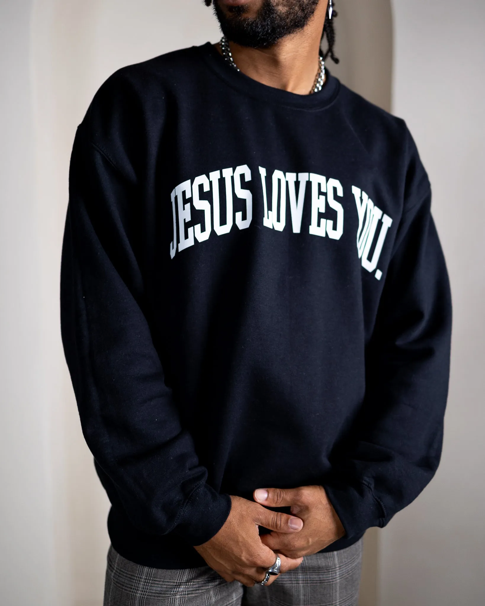 Arch Logo Crewneck || Solid White Logo sold by Jesus Loves You product image thumbnail 3