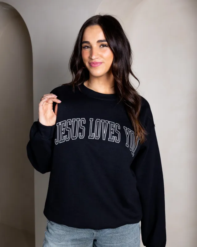 Arch Logo Crewneck || White Outline Logo sold by Jesus Loves You