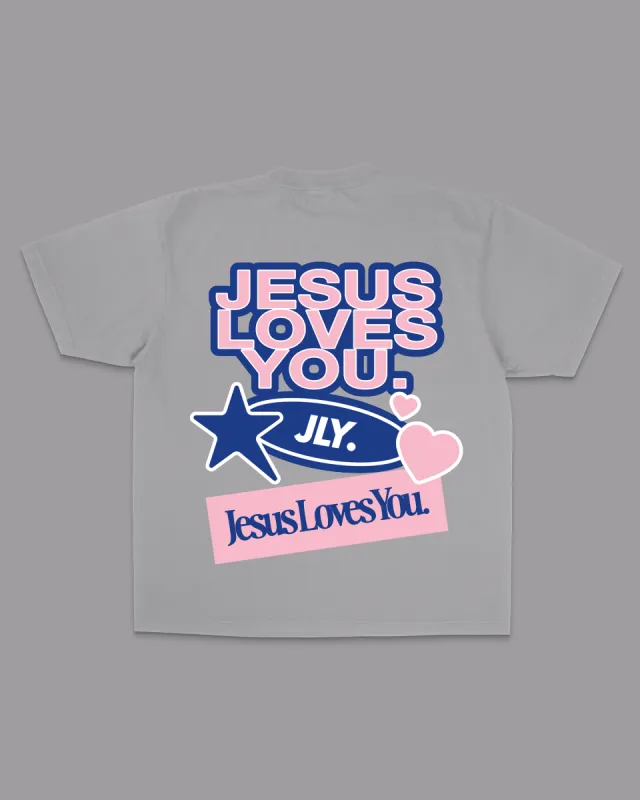 "Overbranded Tee" || Gravel Gray sold by Jesus Loves You
